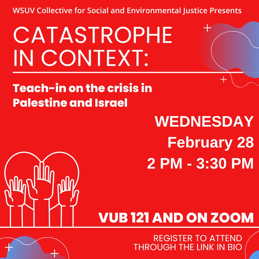 WSUVCSEJ's tweet photo. This Wednesday! 
Our topic is on the Impact of the Crisis on Electoral Politics, with Paul Thiers, Associate Professor, Department of Political Science; and Mark Stephan, Associate Professor, Department of Political Science. https://t.co/GHZ3I3LTuR