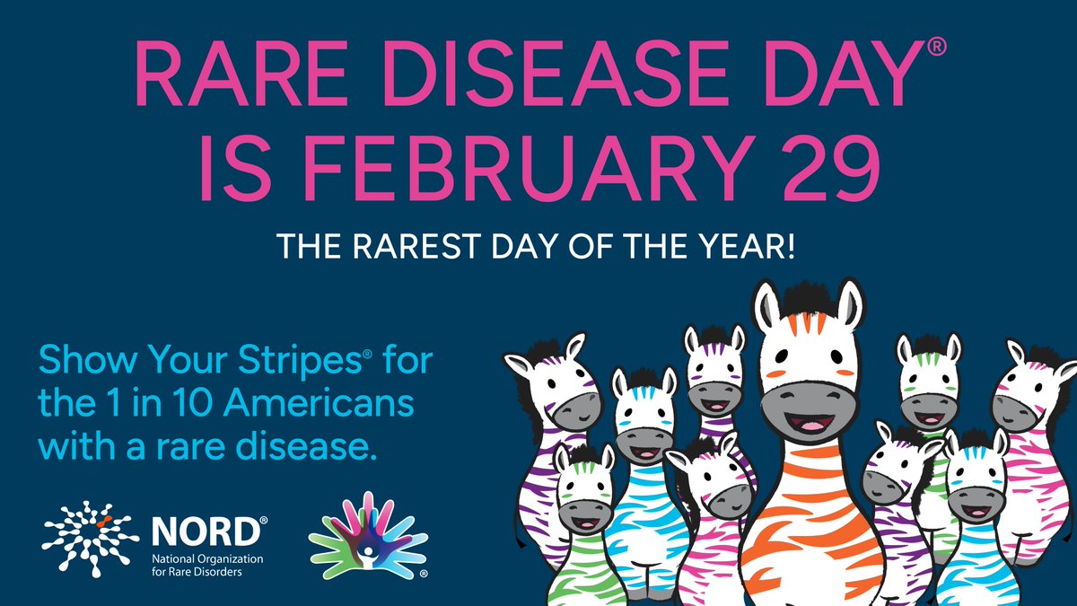 February 29 is #RareDiseaseDay, and we will be joining the #raredisease community in raising awareness and generating change for the 300 million people worldwide impacted by #rarediseases and their loved ones. To learn more, visit rarediseases.org/rare-disease-d…. @RareDiseases