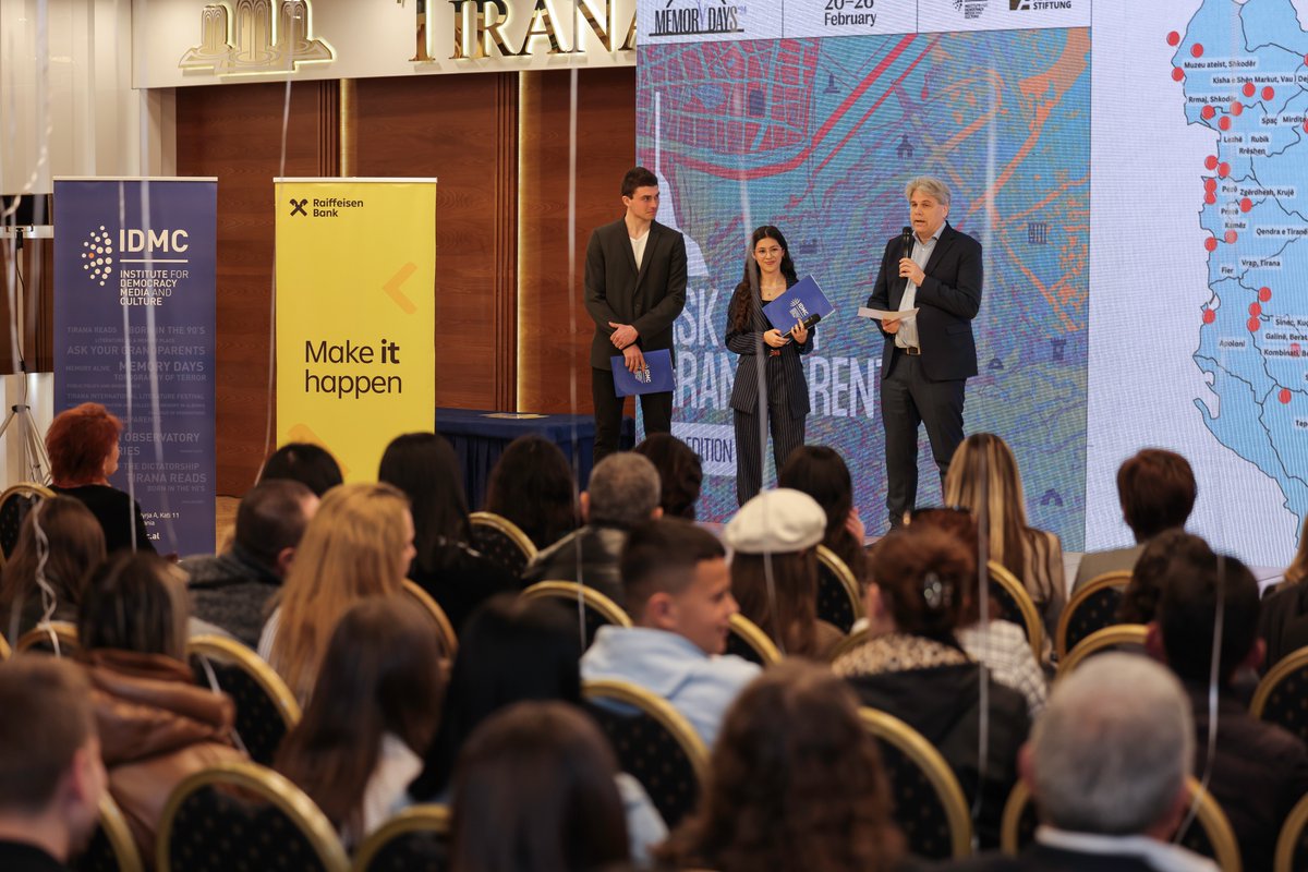 JGodole's tweet photo. Unforgettable energy at the #AskYourGrandparents award ceremony!🌟Youth is keeping history alive, linking past to present. Cheers to winners from Ballsh, Kukës, Tirana &amp; more! Thanks to KAS Albania &amp; Raiffeisen Bank for the support. Let's make history last! #memorydays2024🎉 https://t.co/ZVt6m6znXZ