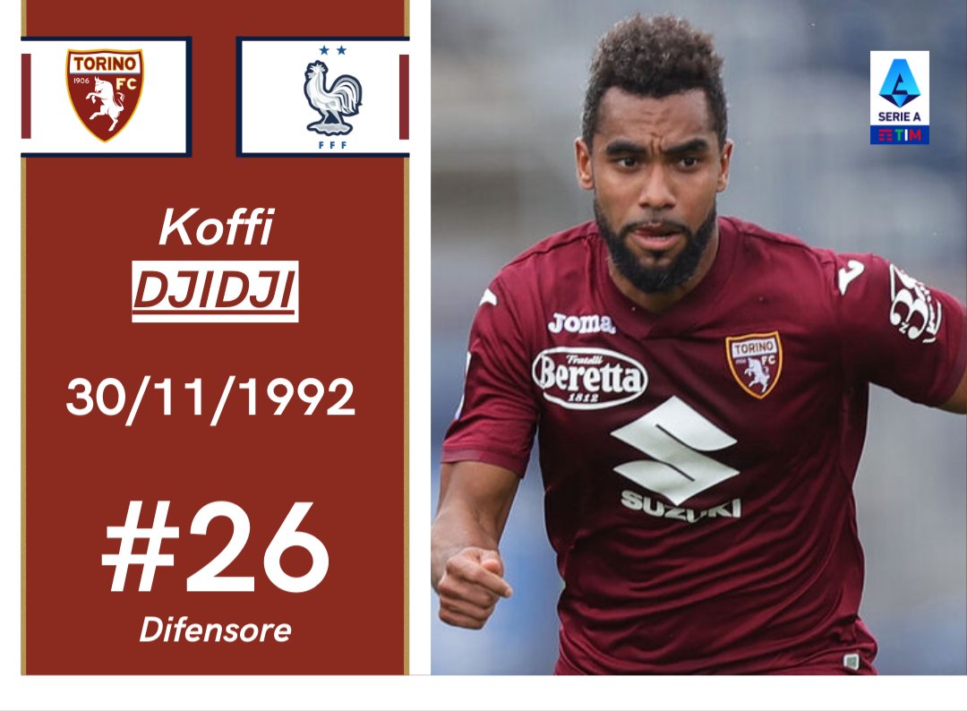 torostats's tweet photo. ▪️Koffi #Djidji 🇫🇷 raggiunge le 110 presenze in granata. 🐂

#RomaTorino #SerieATIM https://t.co/vOWHwD8SYV
