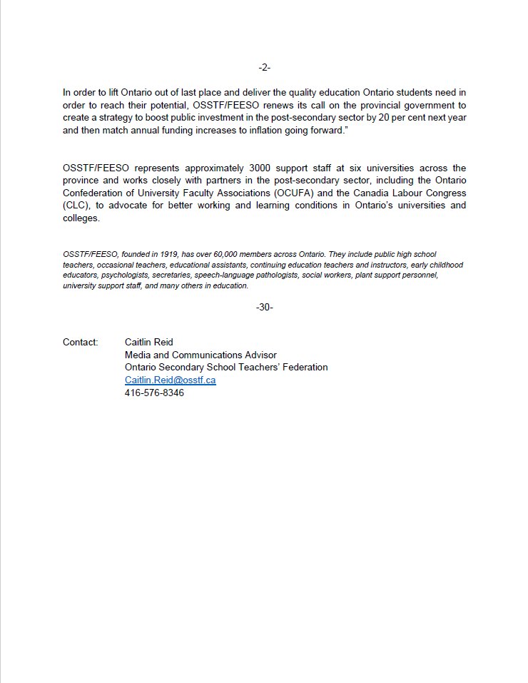 OSSTF Communications (@osstf) on Twitter photo MEDIA STATEMENT: Ford continues to fail struggling universities!
"The Ford gov't had an important opportunity today to live up to their promise of prioritizing students & investing in ON’s future. They have failed on both accounts." #OSSTF President <a href="/karenosstf/">osstfkaren</a>
#OntEd #OnPoli MEDIA STATEMENT: Ford continues to fail struggling universities!
"The Ford gov't had an important opportunity today to live up to their promise of prioritizing students & investing in ON’s future. They have failed on both accounts." #OSSTF President <a href="/karenosstf/">osstfkaren</a>
#OntEd #OnPoli