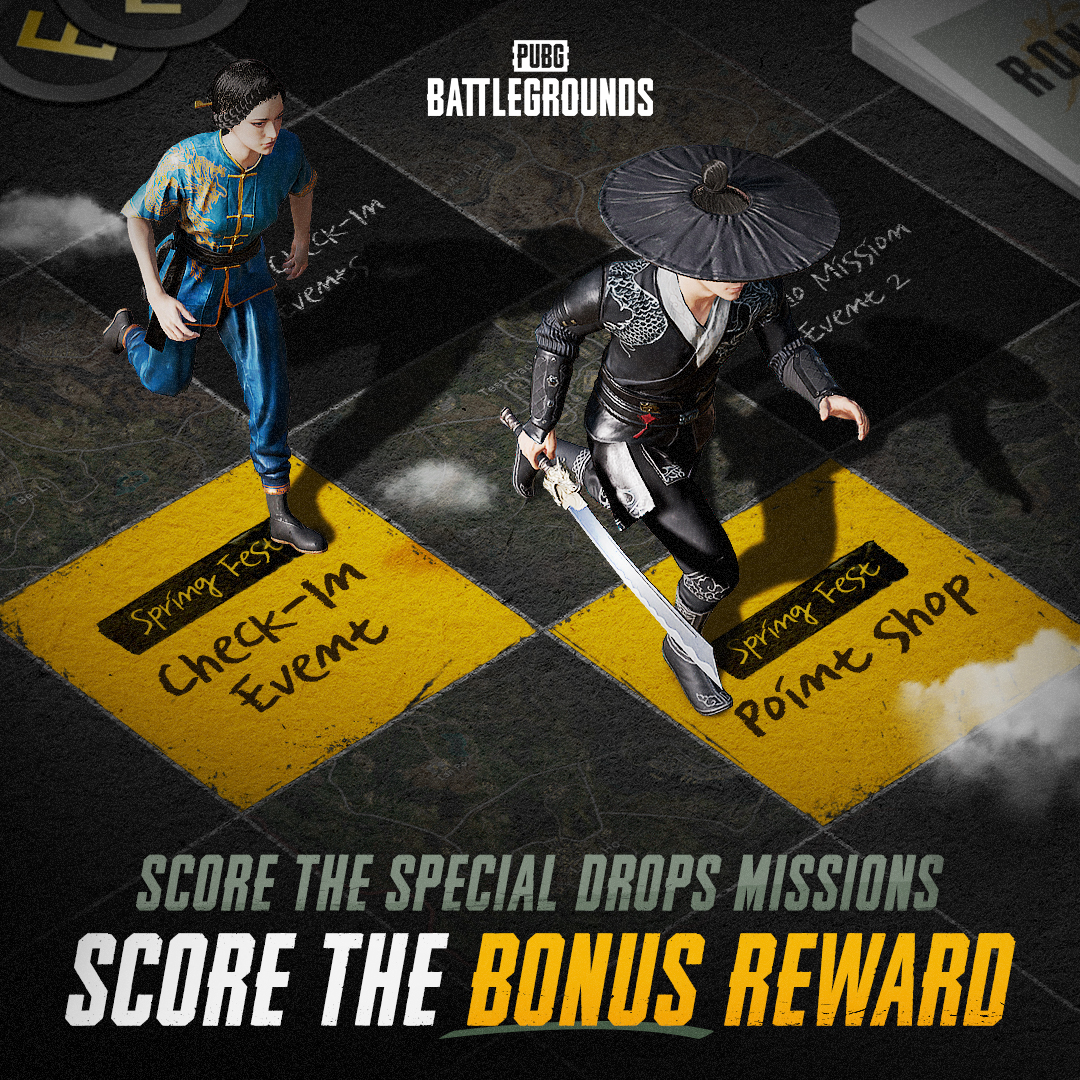 The February Special Drops are ending soon!⏰ Earn event tokens for bonus rewards before time runs out.

Event Token Shop lasts until:
🖥️: Mar 11, 8:00 PM (PT)
🎮: Mar 19, 8:00 PM (PT)

Full Details 👉 pubg.com/en/events/noti…
#PUBG #BATTLEGROUNDS