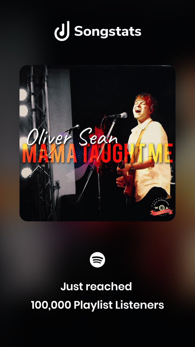 oliversean's tweet photo. ain't that freaking cool 👉 100,000 playlist listeners for #MamaTaughtMe - 😊👊 https://t.co/hQz8FJlqjh