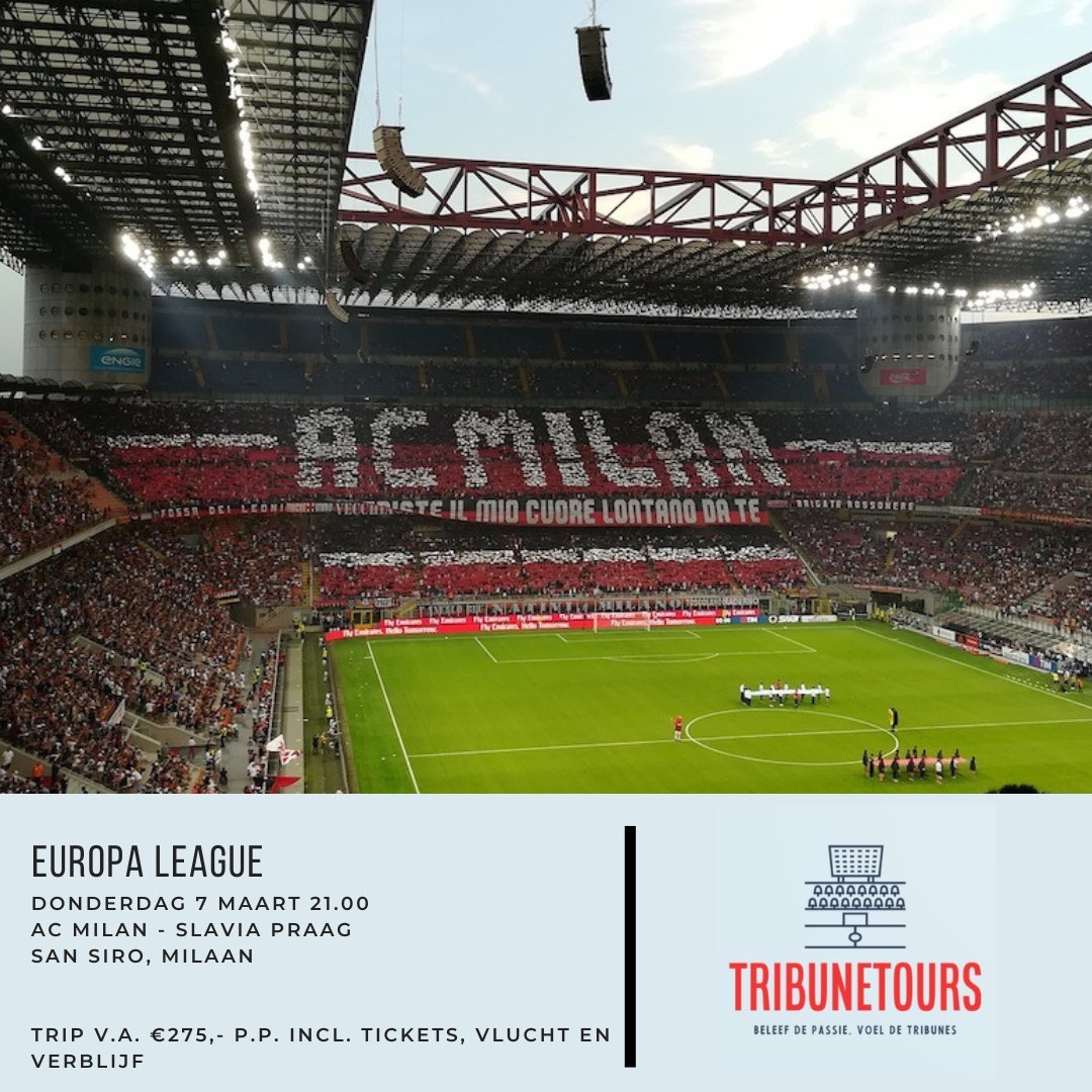 EUROPA LEAGUE
🇮🇹 AC Milan - Slavia Praag
📍 07.03.2024 21:00
🏟 San Siro, Milaan
🎟 Verzorgde trip €275,- p.p.

DM voor info!

Zoek je nu kaarten voor een bepaalde club. Stuur dan een DM of een mail en vraag naar de mogelijkheden!

#acmilan #slaviapraag #sansiro #milaan #uel