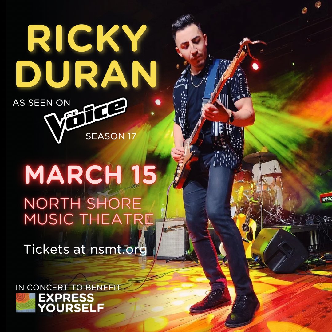 EXYOinc's tweet photo. Get your tickets today only $30! @IamRickyDuran and his phenomenal band at @OfficialNSMT March 15 -7:30pm. Opening act Francoix Simard and special guest appearance by jazz artist Stan Strickland. All proceeds from this evening’s concert benefit Express Yourself. https://t.co/mE6rgLZGUQ
