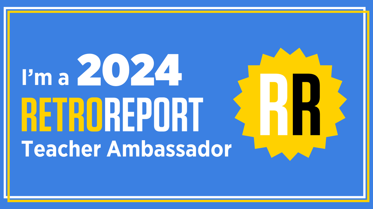 BurdetteHistory's tweet photo. I am excited to share that I am a 2024 Retro Report Teacher Ambassador! If you haven't already be sure to visit https://t.co/i2mt4xXvRl to check out their amazing classroom resources! While there don't forget to sign up for their newsletter too! @RetroReport @4teamvalley https://t.co/RSzrlA6mvH