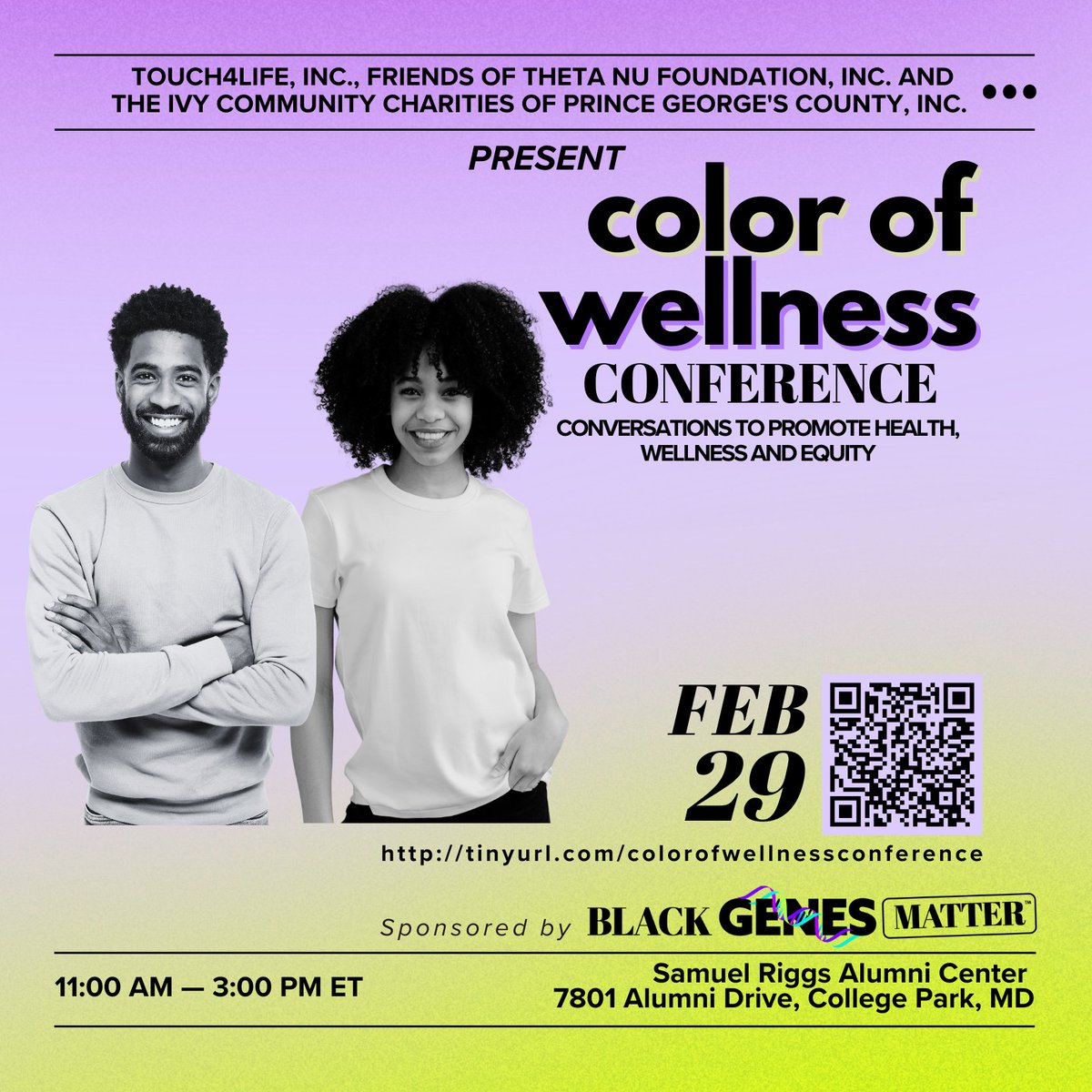 Join me for a day of health and wellness at the #ColorofWellness Conference, brought to you by Touch4Life, Inc. &amp; #BlackGenesMatter! This in-person event offers opportunities to connect with like-minded individuals &amp; learn from experts. Follow on FB &amp; IG @blackgenesmatterinfo.