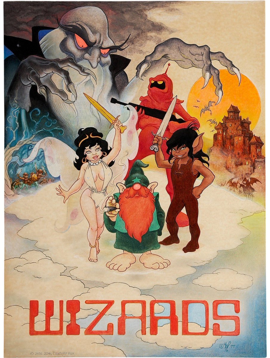 ralphbakshi's tweet photo. Wizards poster art by @elfquest artist, Wendy Pini!#MondayMotivation https://t.co/RNrjYapity