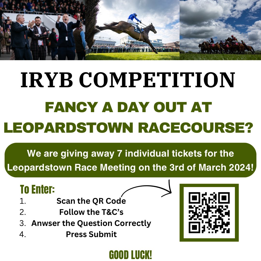 Fancy heading to Leopardstown Racecourse this weekend? Enter our FREE competition to win ONE admission ticket for this Sundays race meeting 🏇 ENTER NOW ‼️ Competition closes Tuesday night at 11:59pm docs.google.com/forms/d/e/1FAI…