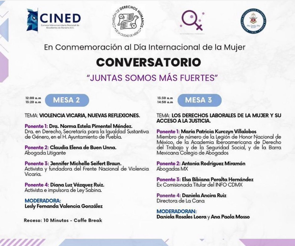 El CINED te invita al conversatorio: “Juntas Somos Más Fuertes”. 

Link de registro: 

docs.google.com/forms/d/e/1FAI…