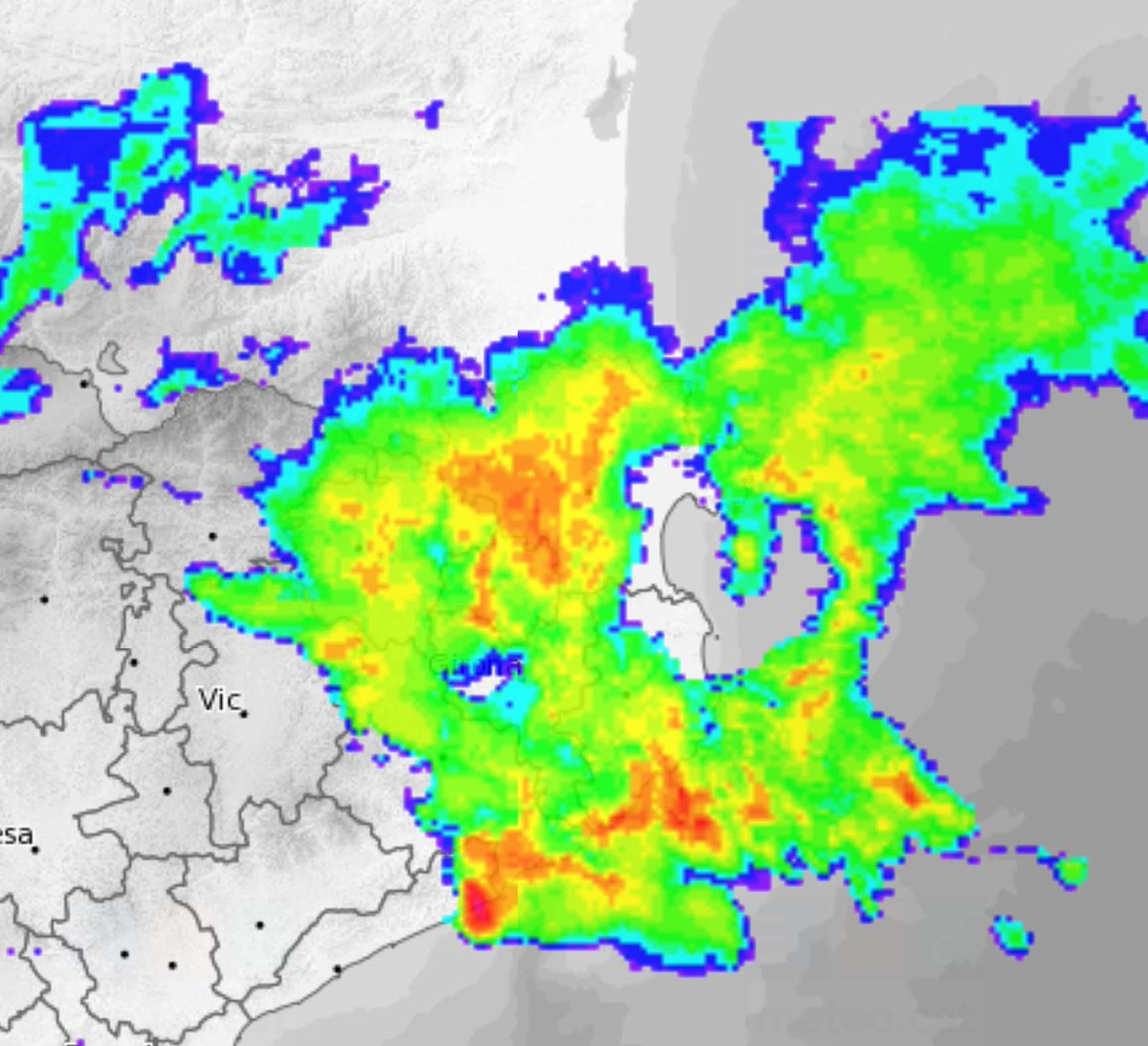 aeroflash_'s tweet photo. Tempesta a Girona després de mig any de l’anterior. Esperes a 12.000ft del b737 de Ryanair procedent de Weeze. https://t.co/APVOZhWSQ6