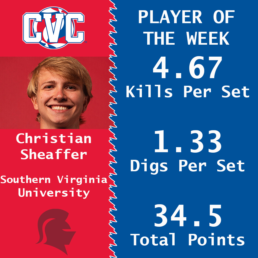 SIDCVC's tweet photo. Christian Sheaffer from @svuathletics continues his strong season, collects his 3rd CVC Weekly Award this year
#GOCVC #d3vb https://t.co/d8CH0J7Dyg