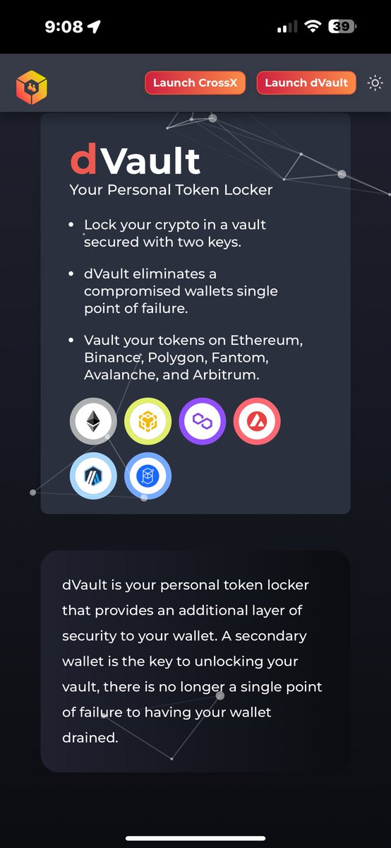 <a href="/lillyvivvi/">V 🦋</a> <a href="/dAppSocial/">dAppSocial</a> has built a vault called #dVault it requires your own two seed phrases “wallets” to be able to unlock and move something if one wallet is compromised, it allows you to set up another Wallet and move your assets safely and securely stay safe my friends