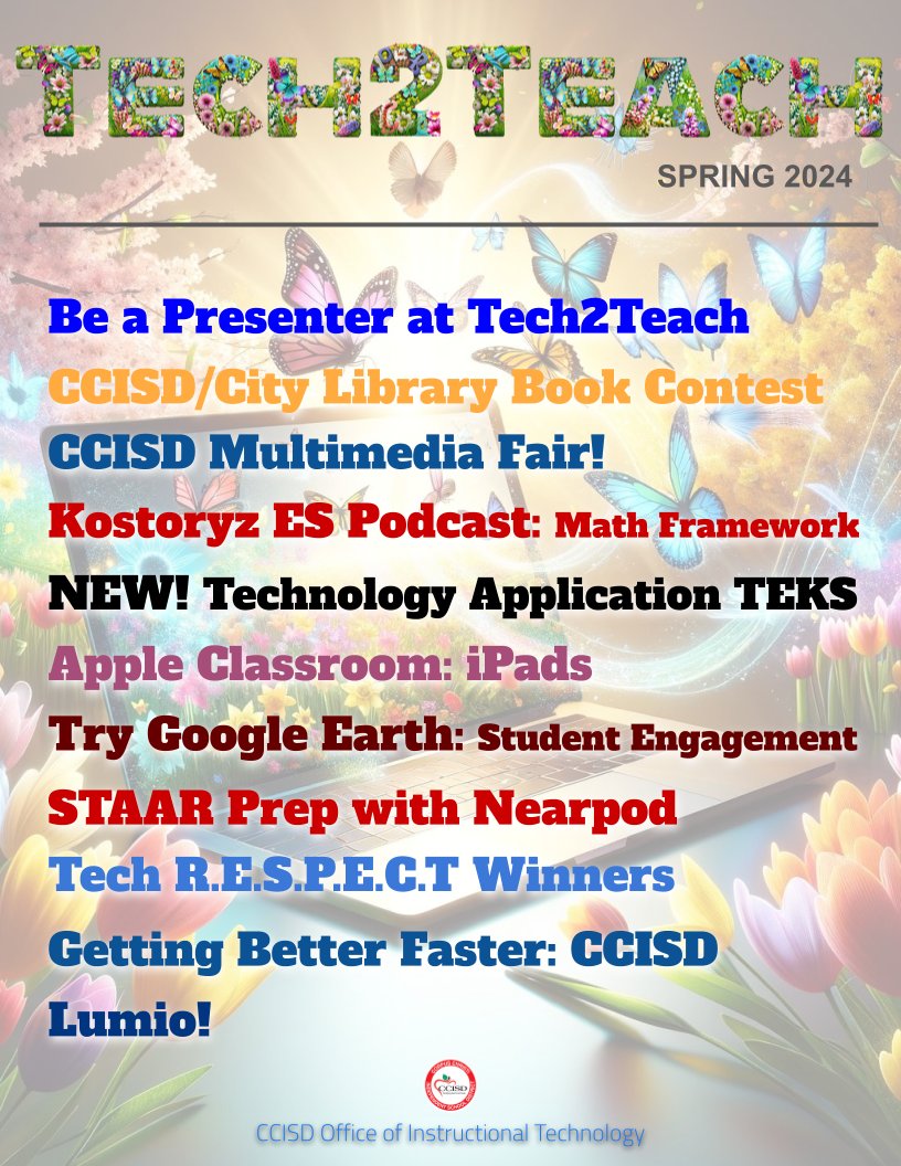 Exciting News!The new @ccisd Digital Magazine issue is available! Check out T2T presenter information, the upcoming Multimedia Fair, celebrating tech success in the classroom, and much more! Dive in for all the latest updates and celebrations! online.pubhtml5.com/hhgo/bmii/