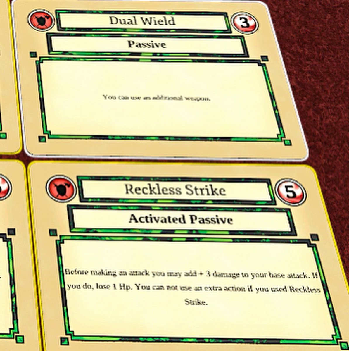 FCG_productions's tweet photo. The warrior has leveled and now it’s time to select the new set of abilities! Will you be offensive or defensive ?  Let us know ! #cardgame #boardgame #indiegame #cooperativeboardgames https://t.co/UCiMlBNacb