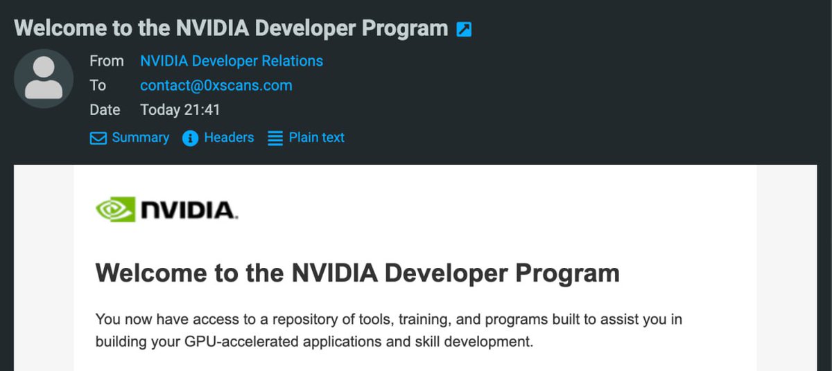 We are happy to announce that we have officially been accepted to @Nvidia  Developer Program! 

By partnering with them we receive exclusive access to tools and #SDKs, #technical training and webinars, admittance to early access programs and developer community forums, and