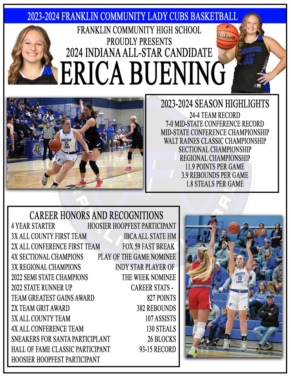 Franklin Athletics (@gogrizzlycubs) on Twitter photo FCHS Proudly Presents Erica Buening, Indiana All-Star/All-State Candidate! <a href="/FCHSladycubs/">Franklin Lady Cubs</a> <a href="/IBCA_Coaches/">IBCA Coaches</a> FCHS Proudly Presents Erica Buening, Indiana All-Star/All-State Candidate! <a href="/FCHSladycubs/">Franklin Lady Cubs</a> <a href="/IBCA_Coaches/">IBCA Coaches</a>