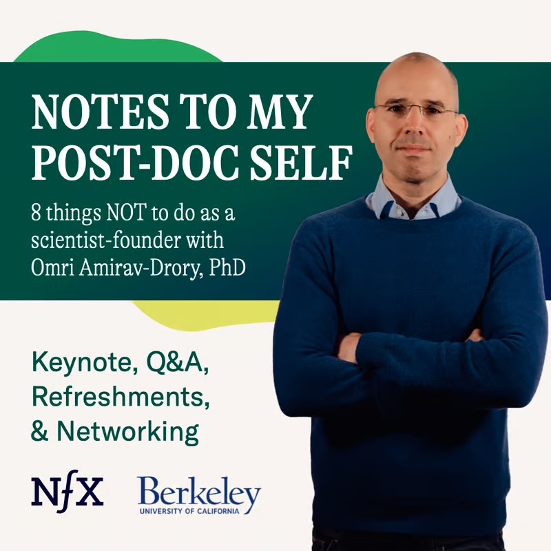 Countdown to this event at @UCBerkeley with @omri_drory, a rare triple threat as a Scientist-Founder-Investor: 1. PhD 2. Postdoc at Stanford 3. Founder, Genome Compiler 4. Acq by @TwistBioscience 5. Founded tech.bio 6. GP @NFX RSVP: lu.ma/7tq2z9ur