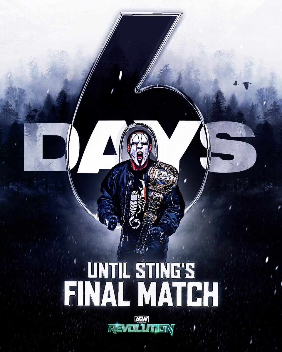 We're only SIX DAYS away from #TheICON <a href="/Sting/">Sting</a>'s final match, this Sunday at #AEWRevolution.