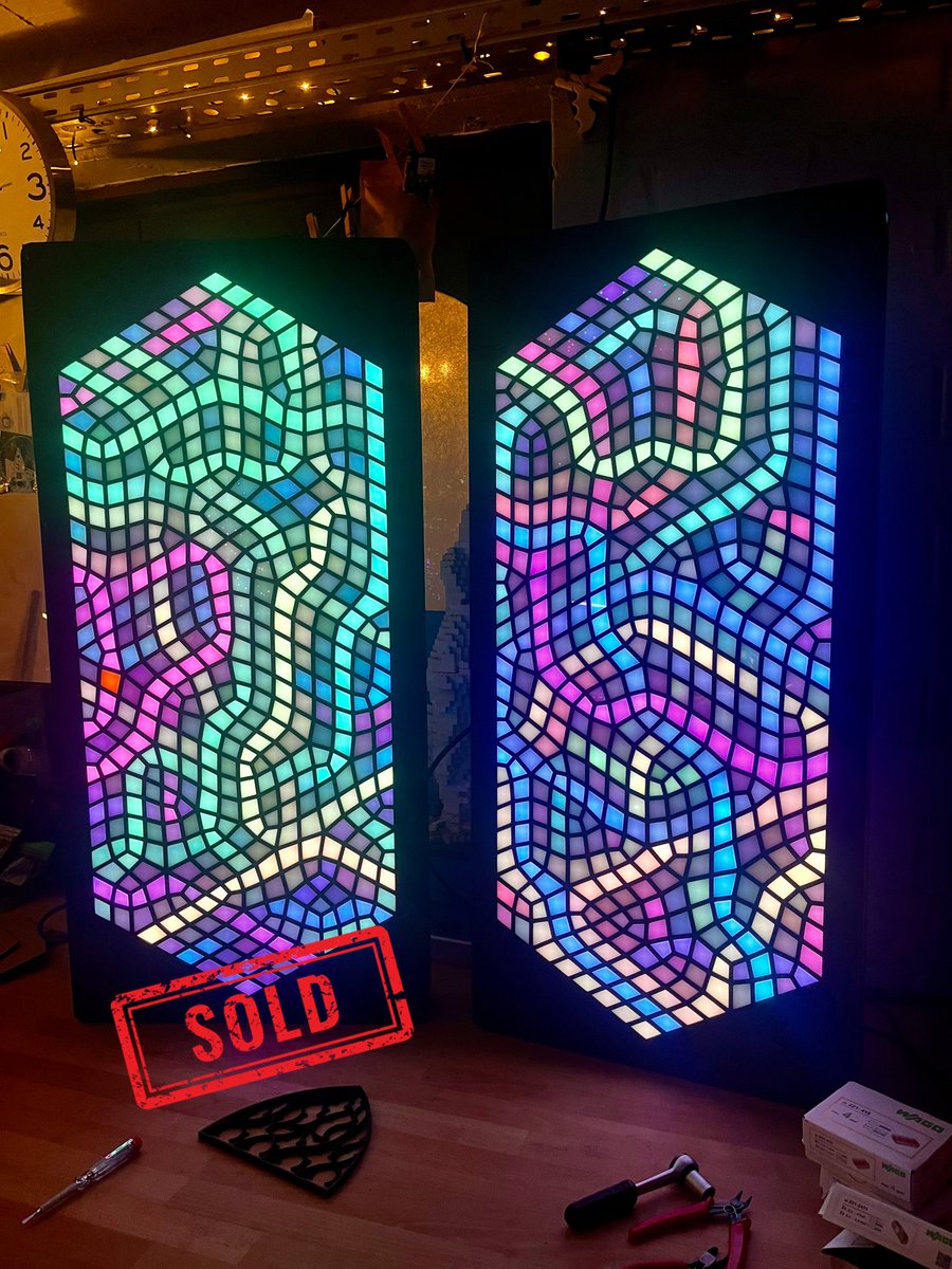 aliekens's tweet photo. All of a sudden, there are now 2 Townscaper-inspired LED displays in my garage. Soon, one moves to a very Townscapery home in Sweden. 

I'm working on a few more nature and math inspired designs. Yes, you can DM me if you also want one.

Made with 480 RGB LEDs, 98cm x 47cm x 10cm https://t.co/dwwrI52ROy