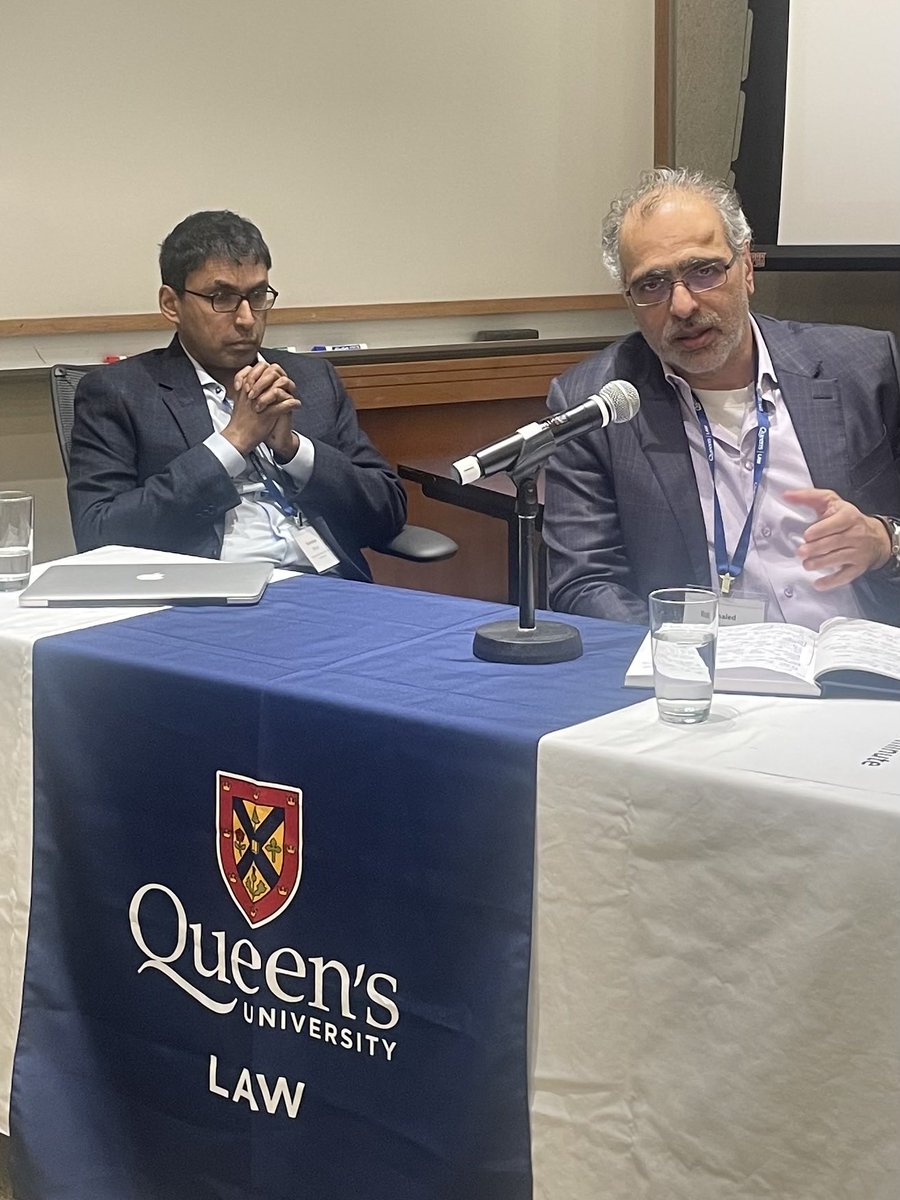 ColleenFlood2's tweet photo. Kumanan Wilson and Khaled El Emam discussing issues of privacy and cybersecurity around generative AI and it’s deployment in primary care @queensulaw #MachineMD https://t.co/iAVtfZ5z0G