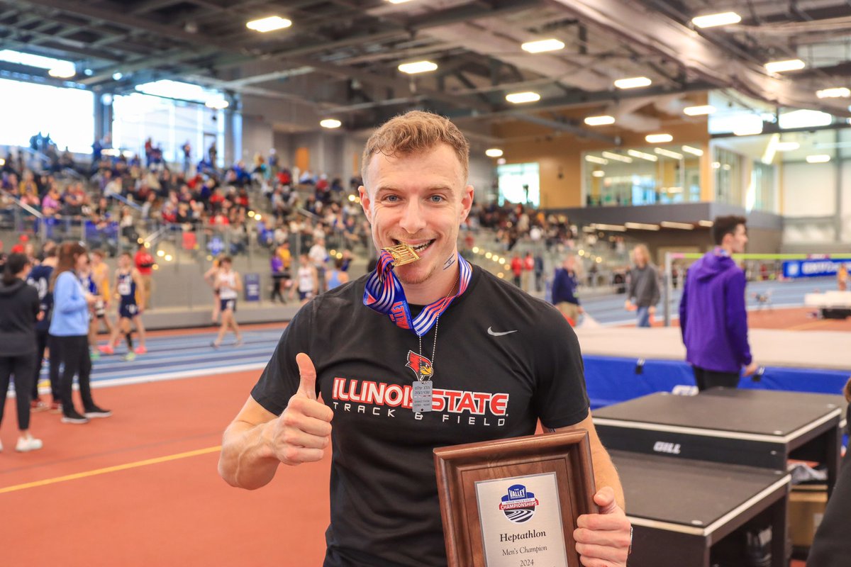 🏆CHAMP! Ariel Atias wins the mens heptathlon with his new personal-best and NEW SCHOOL RECORD with 5414!

#redbirdxctf