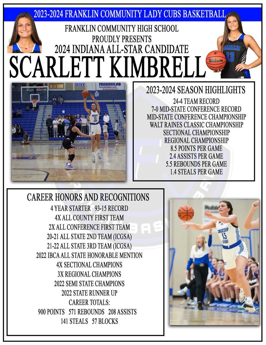 Franklin Athletics (@gogrizzlycubs) on Twitter photo FCHS Proudly Presents Scarlett Kimbrell, Indiana All-Star/All-State Candidate! <a href="/FCHSladycubs/">Franklin Lady Cubs</a> <a href="/IBCA_Coaches/">IBCA Coaches</a> FCHS Proudly Presents Scarlett Kimbrell, Indiana All-Star/All-State Candidate! <a href="/FCHSladycubs/">Franklin Lady Cubs</a> <a href="/IBCA_Coaches/">IBCA Coaches</a>