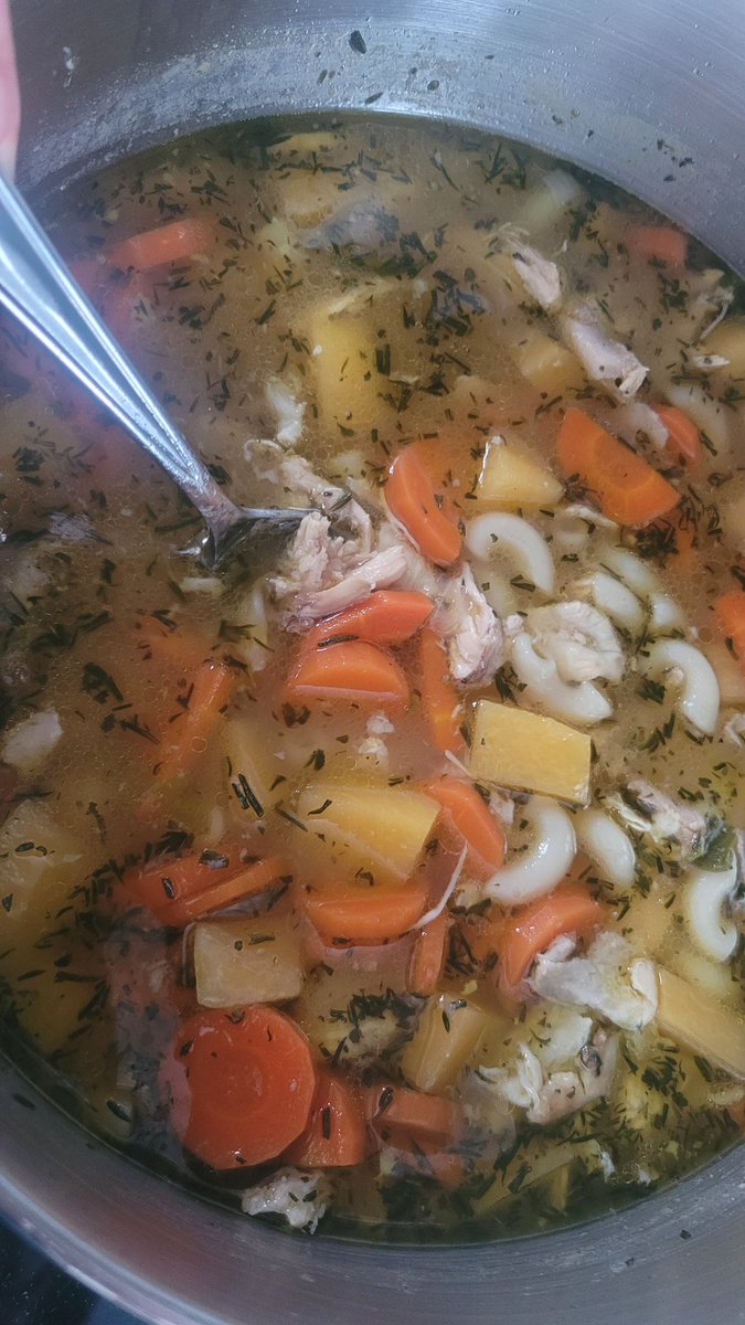 4 cms of snow so far on my back deck, so I got pissed and made #ChickenSoup 😅