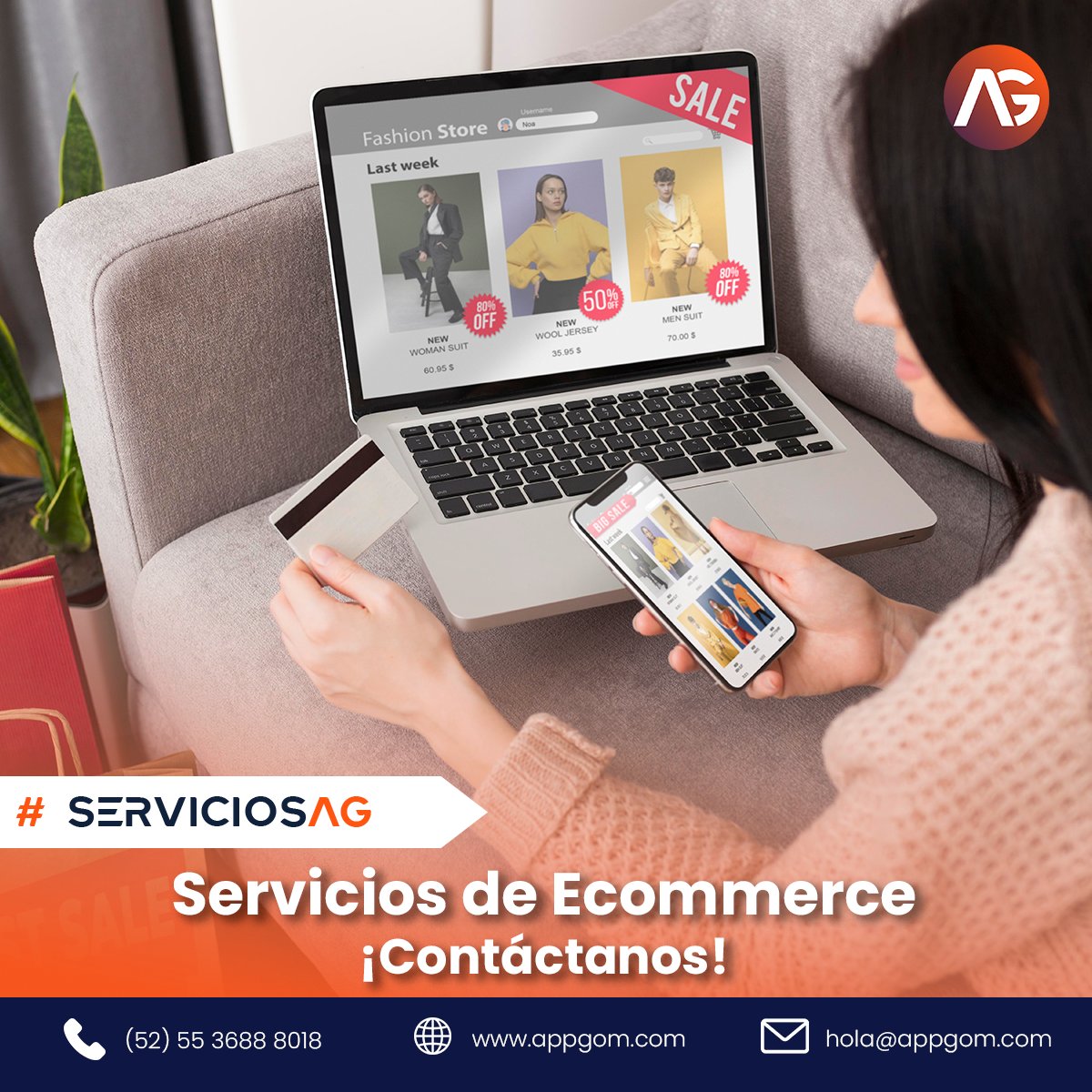 ¿Quieres vender en línea? Nuestros servicios de Ecommerce te brindan la plataforma y estrategias para el éxito en el comercio electrónico.
 Únete a la revolución y comienza a vender en línea de manera efectiva. 🛒💼 #Ecommerce #VentasEnLínea #AG