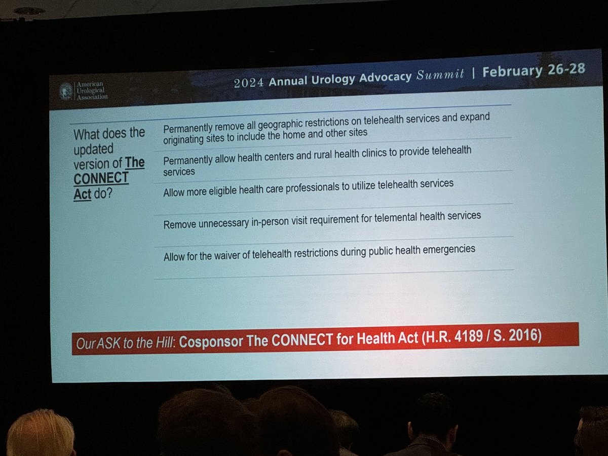 JasonJamesonMD's tweet photo. Important advocacy for #telehealth presented by @drhelenbernie @JJAndinoMD and patient advocates Bryan Lewis, Martin Gewirtz at the @AmerUrological #AUASummit .  Urging congress to pass CONNECT for Health Act to preserve patient access to care! https://t.co/m7doEPUeeo