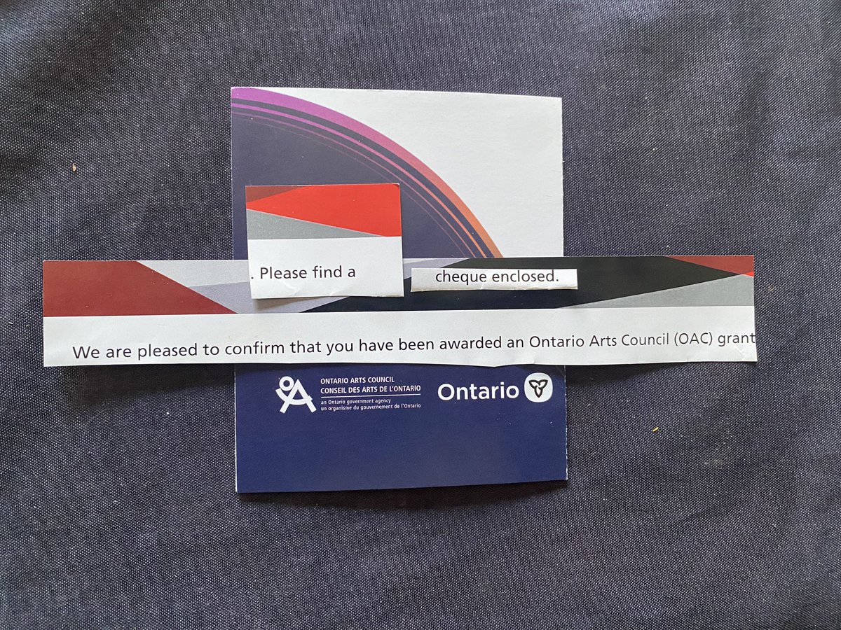 “Please find a cheque enclosed,” lovely support for a writer from @ONArtsCouncil @OntarioGovt @NatalieLapierr1 Thank you. @ireadcanadian @CANSCAIP @kidsbookcentre @twuc @ONLibraryAssoc @AccessCopyright @dcbyoungreaders
