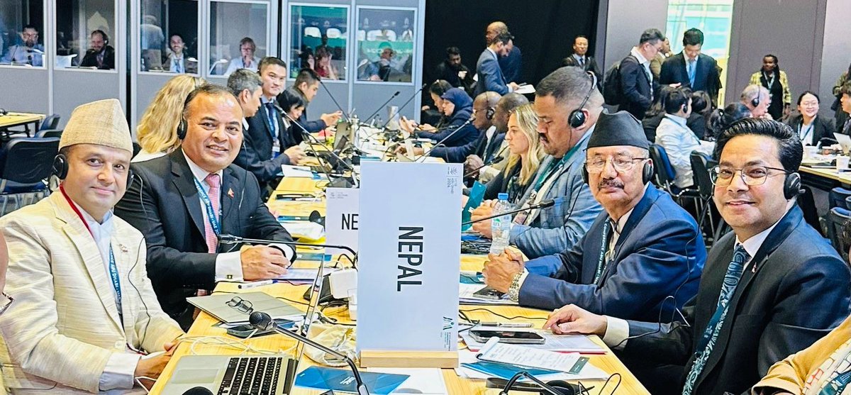 pmngeneva's tweet photo. The WTO rule book must provision for encouraging women, youth and MSMEs to participate in the global trade, said Hon’ble Minister Mr Ramesh Rizal @MOICS_Official while speaking at the Ministerial Conversation on ‘Trade and Inclusion’ at #WTOMC13ABUDHABI today. @MofaNepal https://t.co/0sX1aZ864z