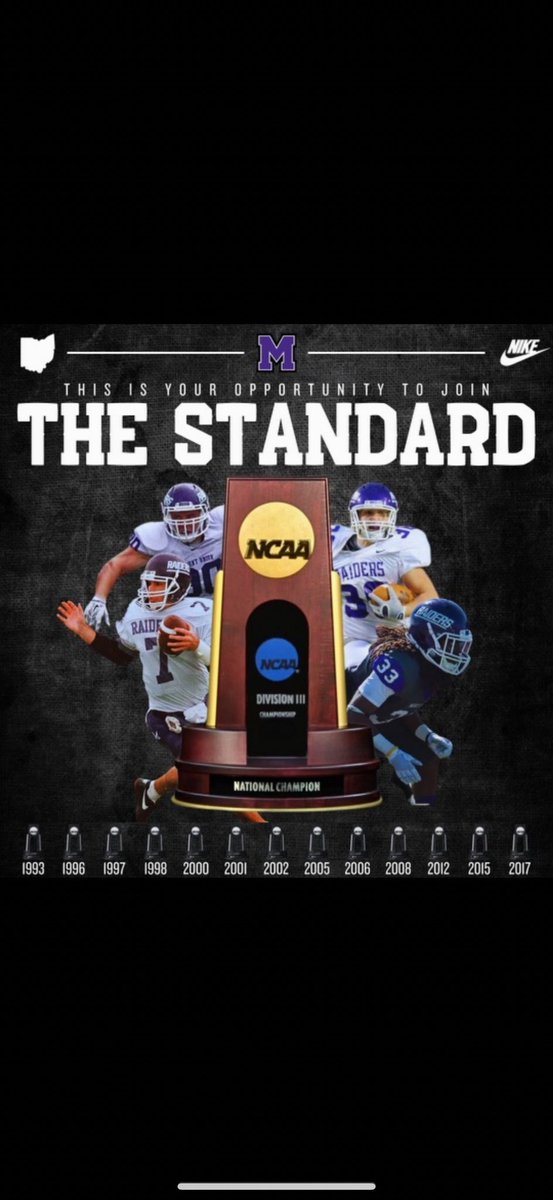 Honored to receive an opportunity to play at Mount Union! @CoachGeoffDartt @CoachCHarvey @CCCMaraudersFB