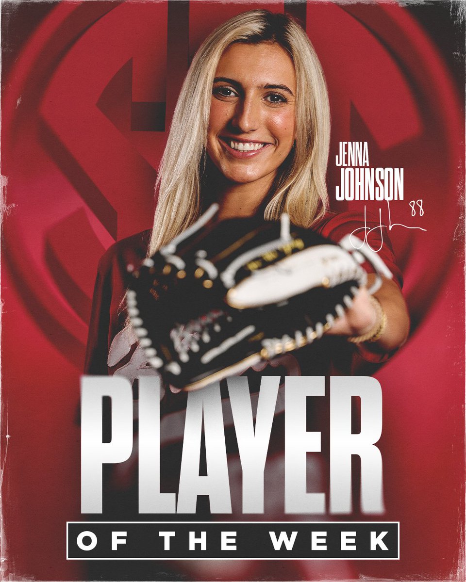 🏅SEC Player of the Week🏅 @JennaJohnson88 x @SEC 📝FULL RECAP: bit.ly/4bS7mP7 #Team28 #RollTide