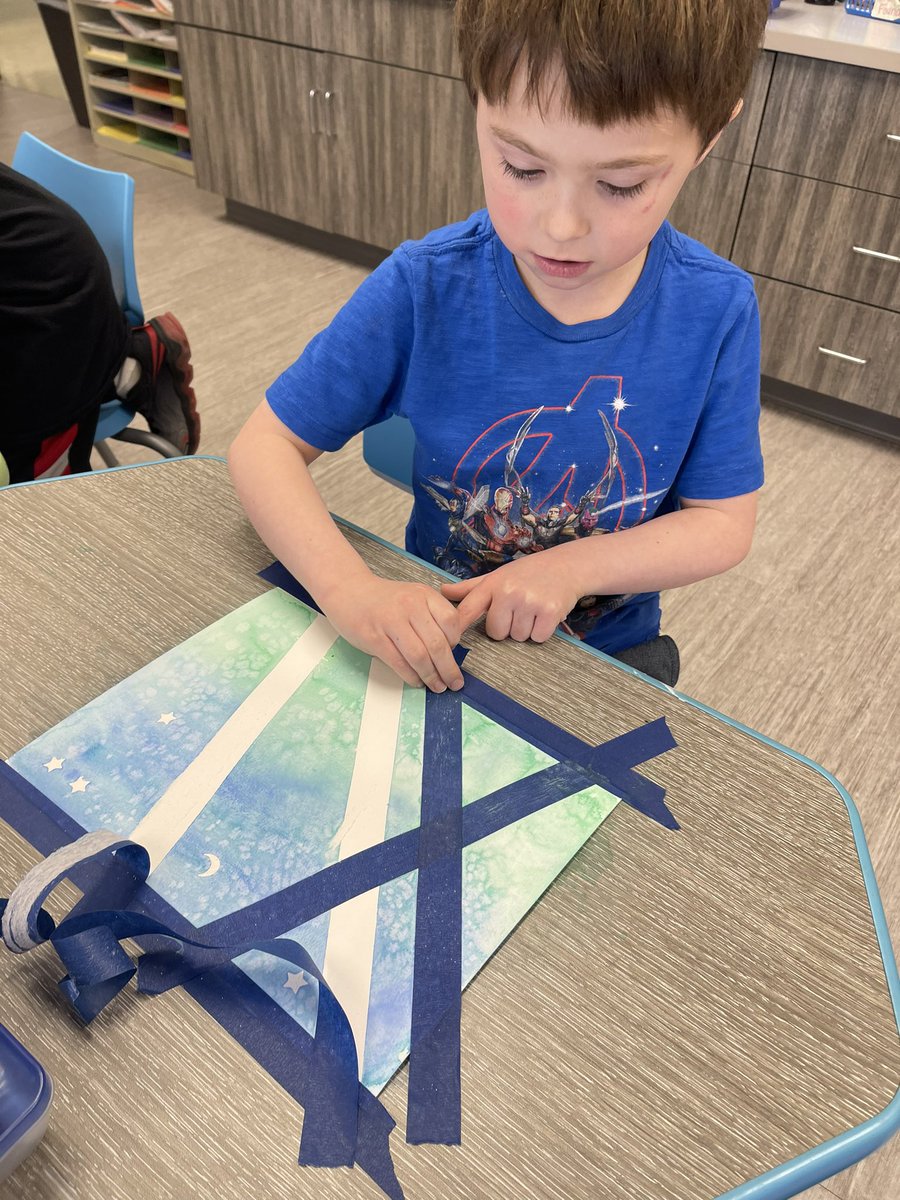 Students are using different techniques with watercolor to create a landscape with birch trees. #theMESway