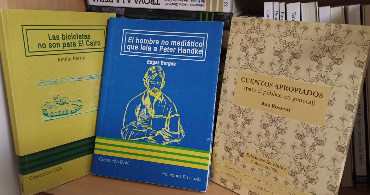 Lo siguiente, tras publicar algún nuevo poemario de poetas noveles, fue abrir una colección de novela. Empezamos con @EdgarBorges7 y continuamos con Emilio González Ferrín y Ana Rossetti. A veces la vida es esto: cumplir sueños. Podéis conseguirlos 👇 edicionesenhuida.es/etiqueta-produ…