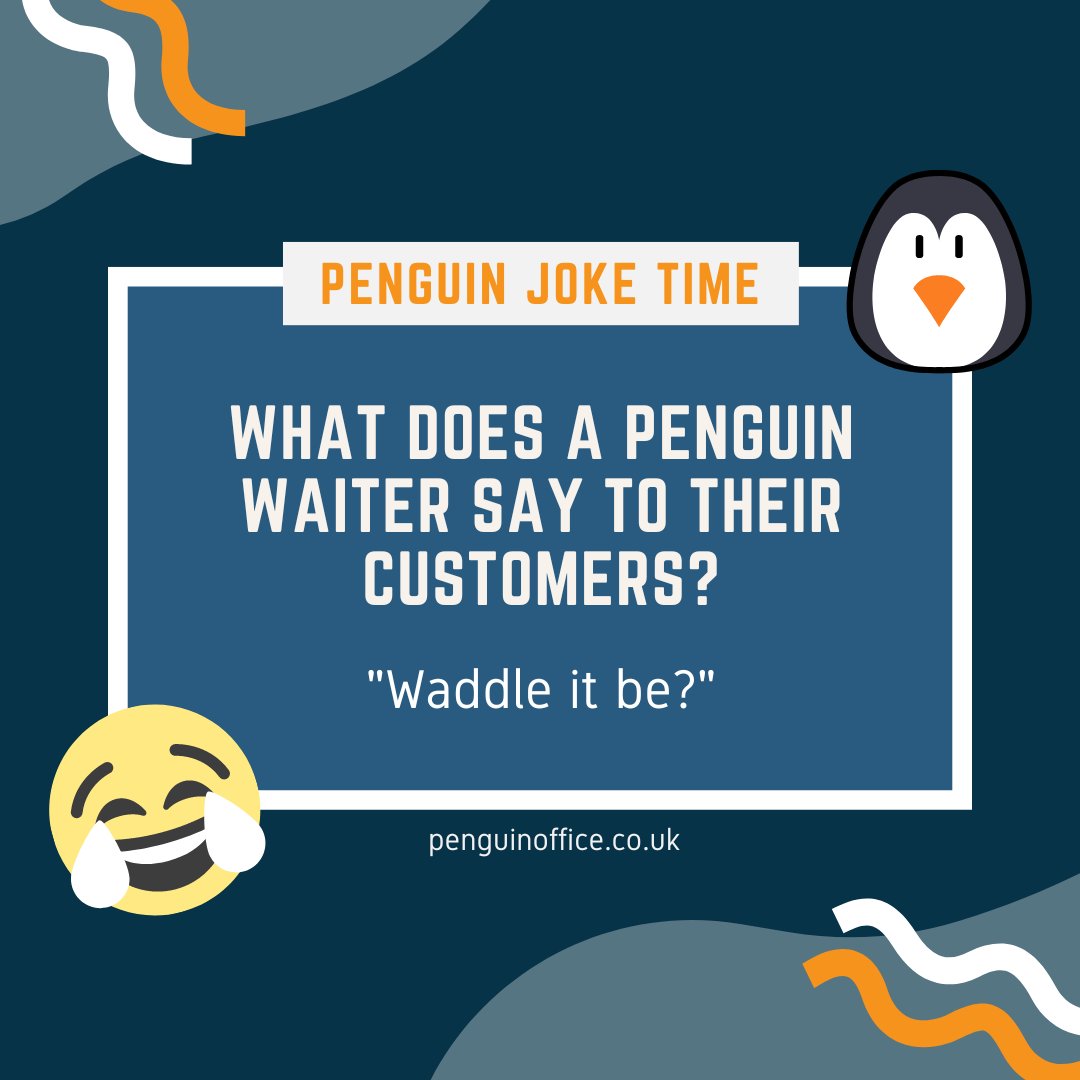 It's penguin joke time #worcestershirehour! 🐧🤣 What does a penguin waiter say to their customers?... …'Waddle it be?' #PenguinJoke #PenguinJokes #Penguins #lovePenguin