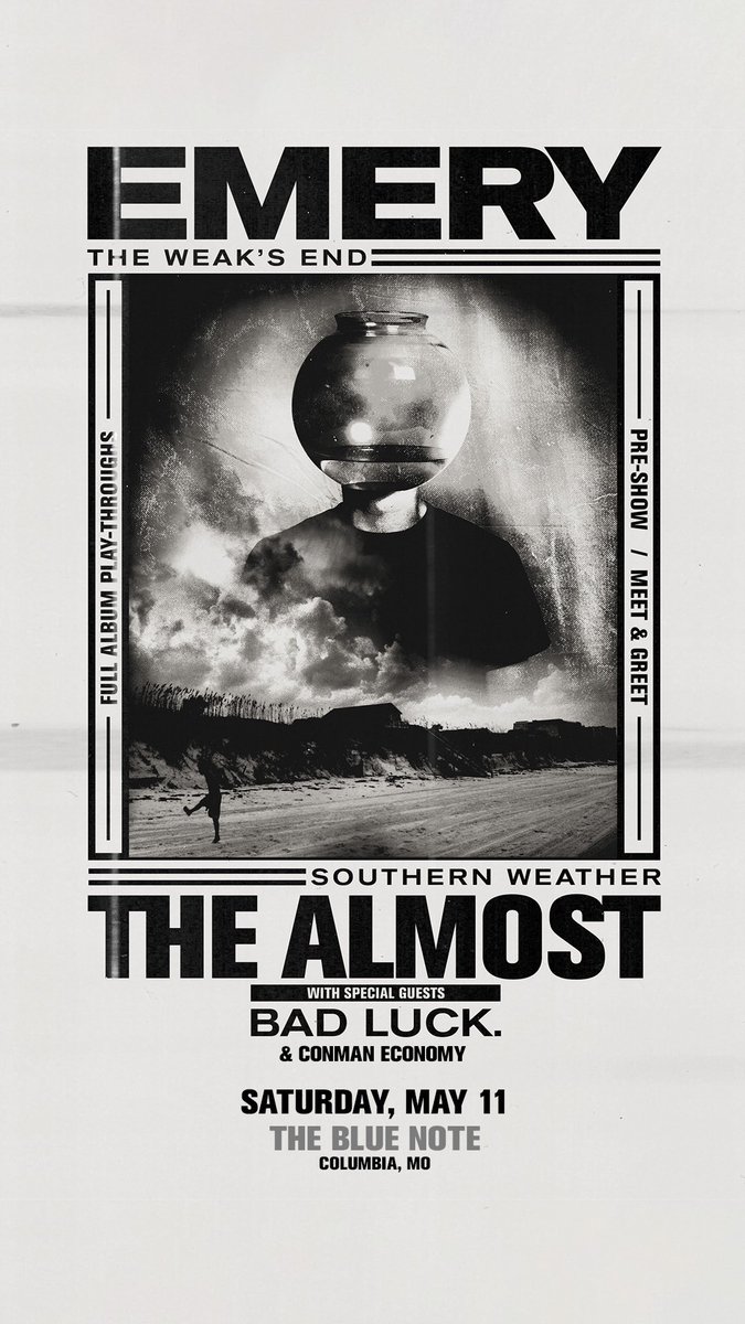 Wow. <a href="/JonnySV/">jonnysv.bsky.social</a> joked years ago that we should play with <a href="/OfficialEmery/">Emery</a>. And now we not only get to share a stage with them, but <a href="/TheAlmost/">The Almost</a> &amp; <a href="/badlucknyc/">Bad Luck.</a> no less. 5/11. <a href="/the_blue_note/">The Blue Note</a>. Be there. 🖤