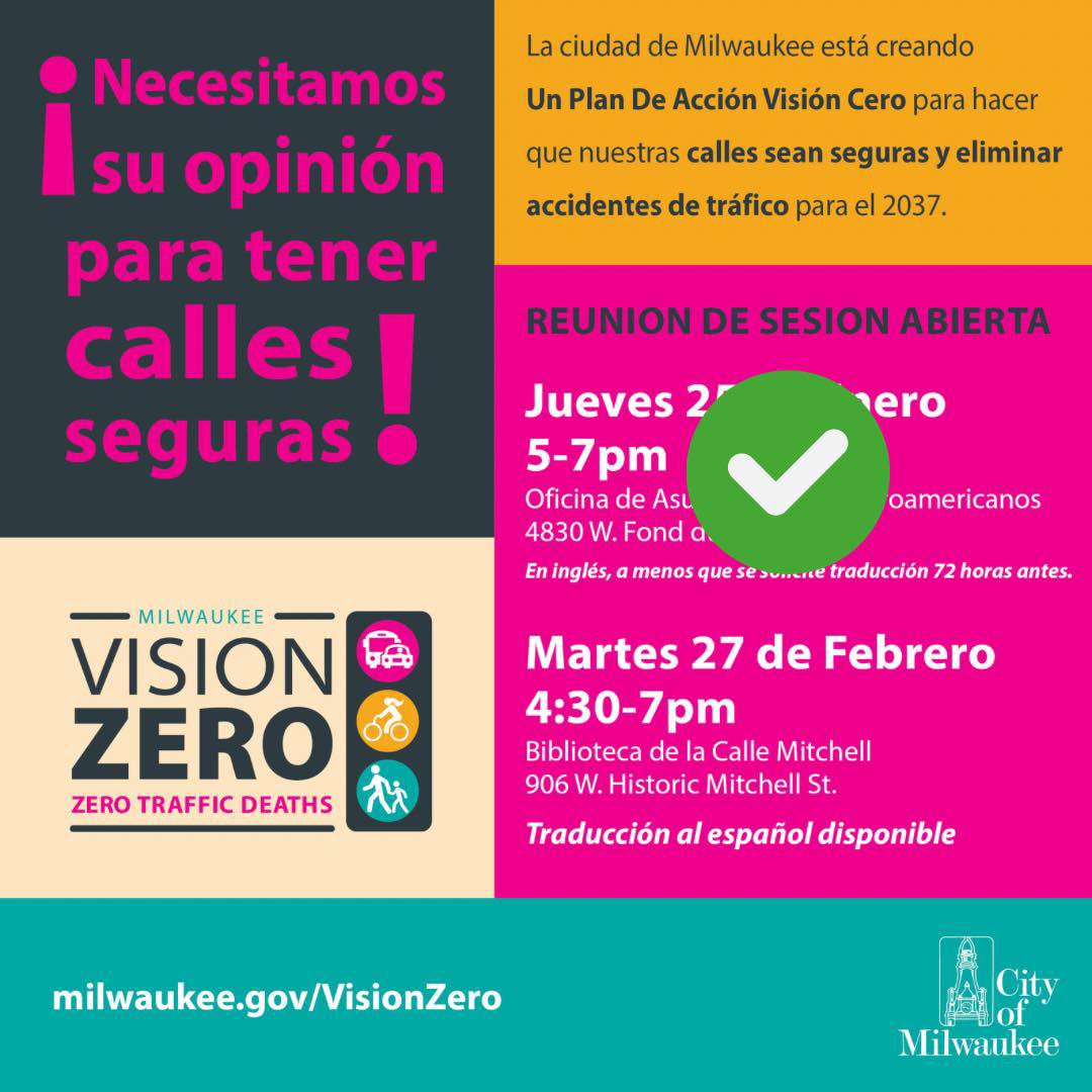Milwaukee Arts Board (@mkeartsboard) on Twitter photo TOMORROW! ➡️ Join the <a href="/cityofmilwaukee/">City of Milwaukee</a> Artist in Residence Sarah Davitt at the Vision Zero Open House tomorrow, Tuesday, at 4:30pm at Mitchell Street Library. Print your own reflective safety patch for free! Kids welcome!
Can’t make it? Take the survey: engage.milwaukee.gov/VisionZero TOMORROW! ➡️ Join the <a href="/cityofmilwaukee/">City of Milwaukee</a> Artist in Residence Sarah Davitt at the Vision Zero Open House tomorrow, Tuesday, at 4:30pm at Mitchell Street Library. Print your own reflective safety patch for free! Kids welcome!
Can’t make it? Take the survey: engage.milwaukee.gov/VisionZero