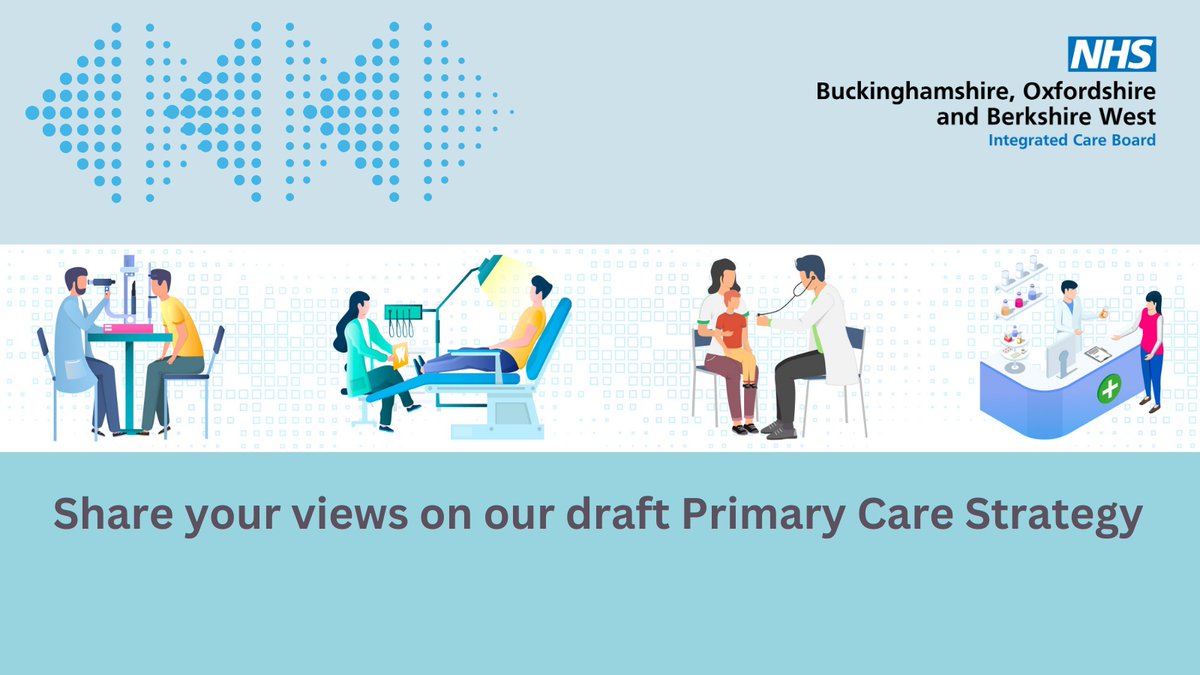 You have 4 days left to share your views on our vision for primary care services (general practice, dentistry, community pharmacy, eye care) across Bucks, Oxon, Berks West. Fill in a short survey which closes 29 Feb see here: tinyurl.com/5bctxsc5