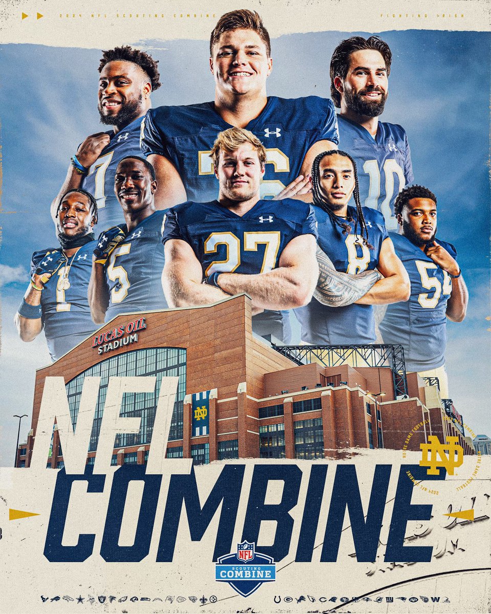 The Irish will be well represented at the #NFLCombine this week ☘️

Good luck fellas time to go to work 💪 

#GoIrish☘️