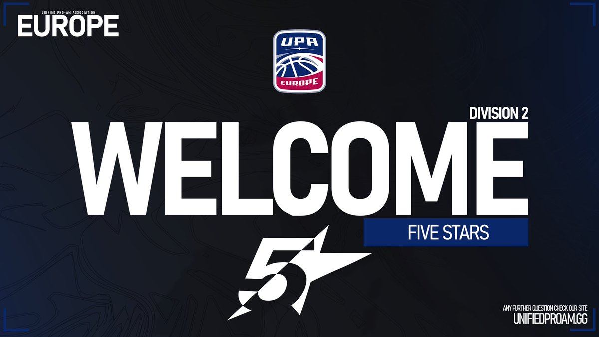 🔵 𝐃𝐈𝐕𝐈𝐒𝐈𝐎𝐍 𝟐 | 𝐅𝐈𝐕𝐄 𝐒𝐓𝐀𝐑𝐒

Please welcome <a href="/FiveStars_GT/">CHAMPAGNE FIVE STARS 💫</a> to <a href="/UnifiedProAm/">Unified Pro-Am Association</a>’s Division 2:
<a href="/Hell_Diaablo/">Hell_Diaablo</a>
<a href="/Klaayy11/">Klayy</a> 
<a href="/NxVi_2k/">•N•V•6•</a>
<a href="/xBroy_/">Broy</a> 
<a href="/Shinrv18/">Shinra</a>
<a href="/Calymero_2K/">Fabien</a>
<a href="/mountainboy42/">BIRON</a> 
<a href="/MaxLCT__/">MaxLCT</a>

Welcome!

#UPAEurope #Division2