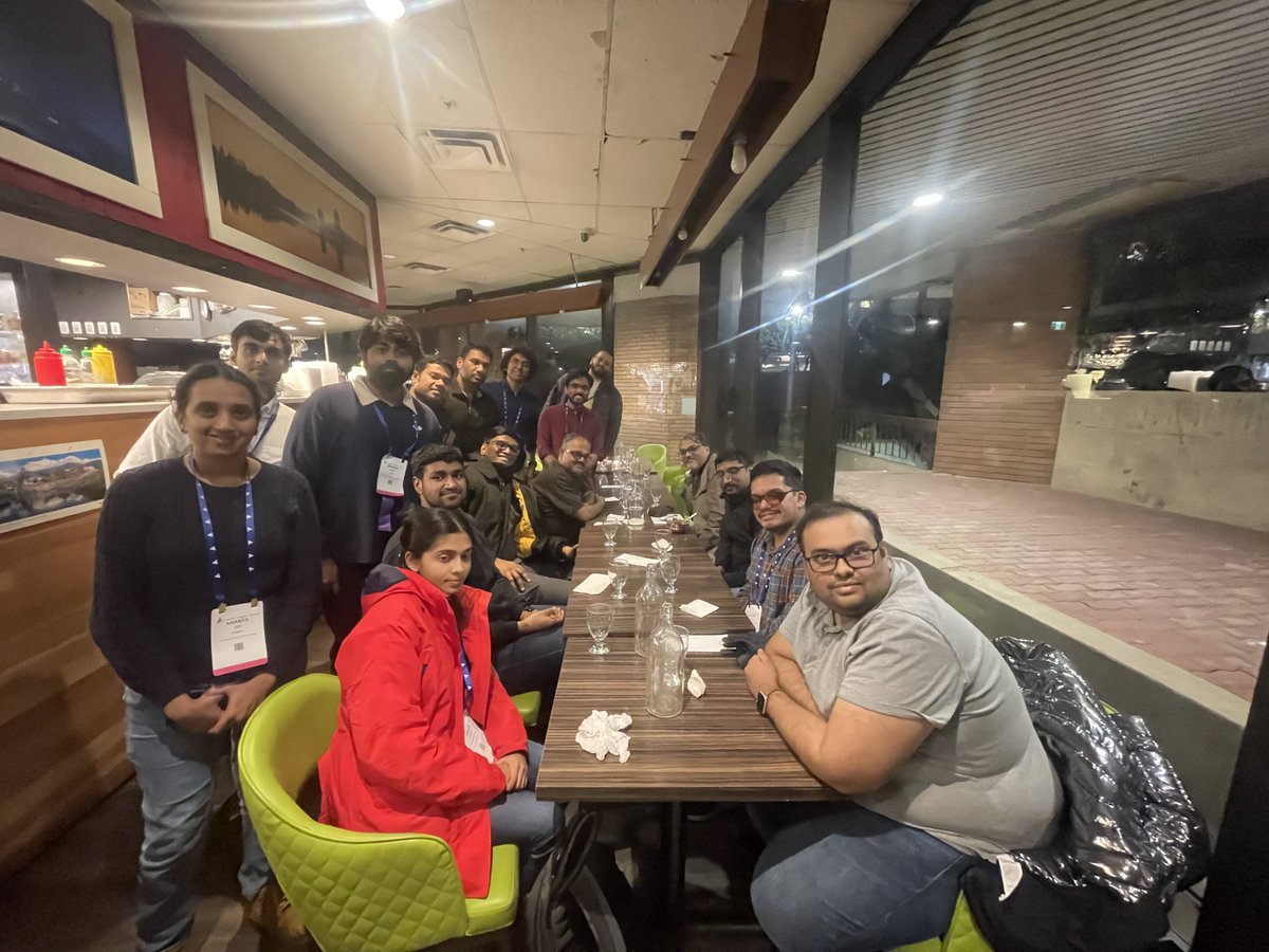 Mausam (IITD) (@mishumausam) on Twitter photo Another dinner, this time at #AAAI2024, where <a href="/ravi_iitm/">Balaraman Ravindran</a> and I discussed challenges and opportunities with academic jobs in India. Lets hope many of these young folks apply to Indian academia in the next couple of years. Another dinner, this time at #AAAI2024, where <a href="/ravi_iitm/">Balaraman Ravindran</a> and I discussed challenges and opportunities with academic jobs in India. Lets hope many of these young folks apply to Indian academia in the next couple of years.