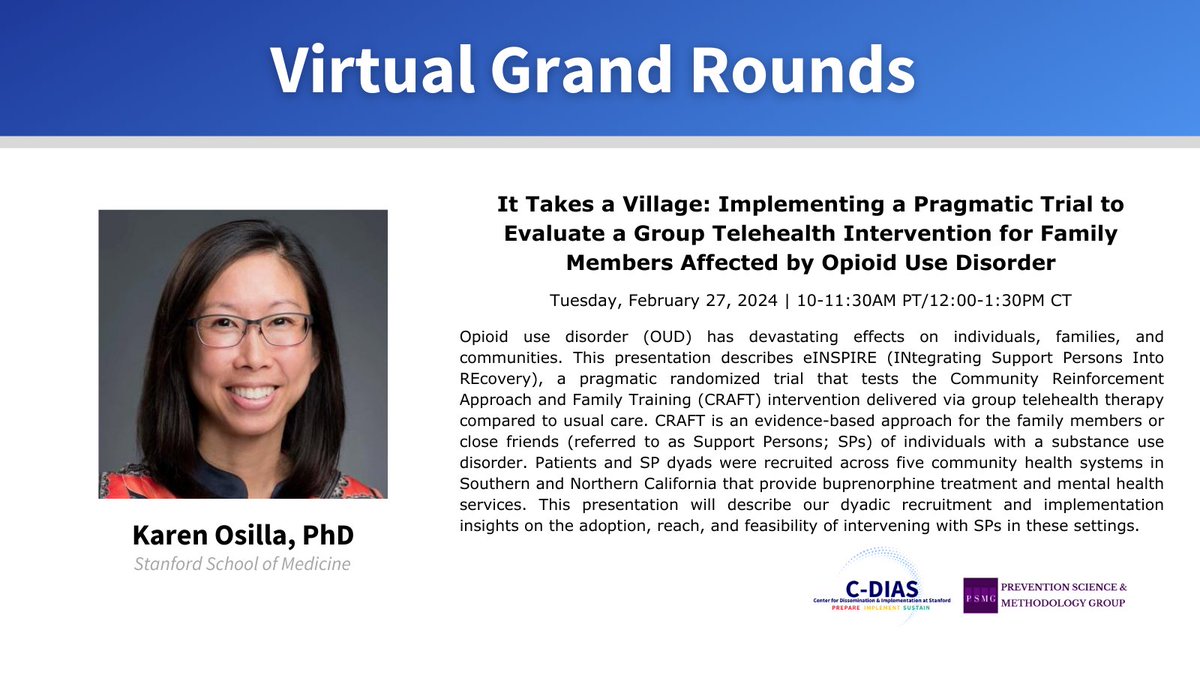 Tomorrow, February 27, @osillak will be presenting during our weekly Virtual Grand Rounds. Register today and watch past recordings! ow.ly/Guyp50QHZRs @CDIAS_Stanford