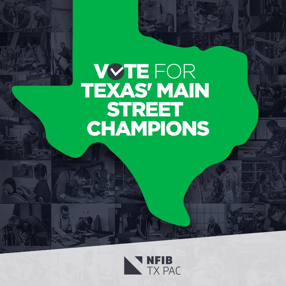 Early voting has begun in Texas! Make your plan to support candidates that support Main Street. Visit NFIB.com/LoneStarChampi… for more information on pro-small business candidates. #smallbiz #txlege