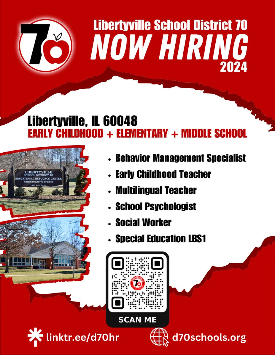 Come work @LibertyvilleD70! We are doing great things here!