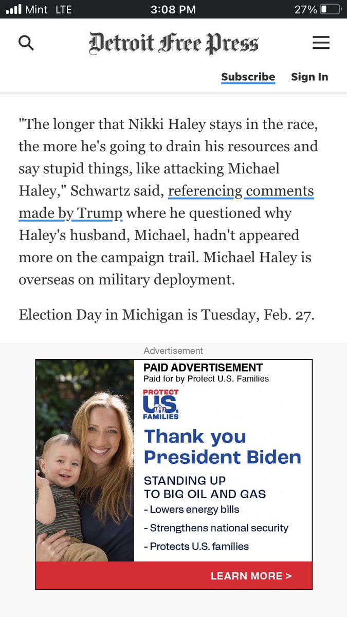 Pivot_PAC's tweet photo. Thanks to @ArpanLobo and the Detroit Free Press @freep for highlighting the need to vote in the R primary against Trump.

Ds are getting sucked into a debate over Uncommitted voters looking to make a point.

Haley voters are the swing voters in November.  Keep her in the fight. https://t.co/4dLwSfEx39