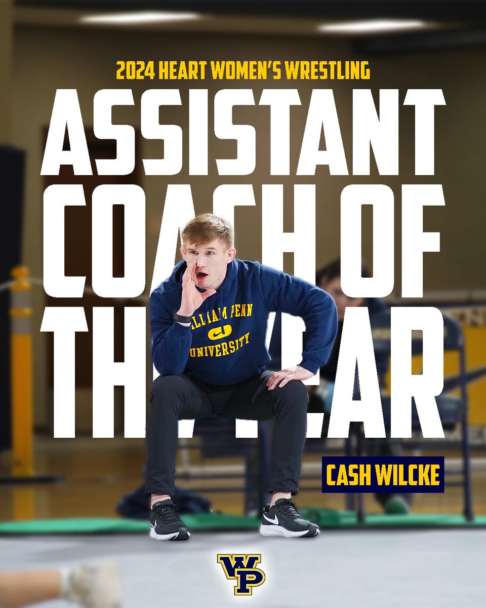 WPU Athletics (@wpuathletics) on Twitter photo Congratulations to <a href="/WPU_WWrestling/">William Penn University Women’s Wrestling</a> Assistant Coach Cash Wilcke on being named the Heart’s Women’s Wrestling Assistant Coach of the Year. Congratulations to <a href="/WPU_WWrestling/">William Penn University Women’s Wrestling</a> Assistant Coach Cash Wilcke on being named the Heart’s Women’s Wrestling Assistant Coach of the Year.