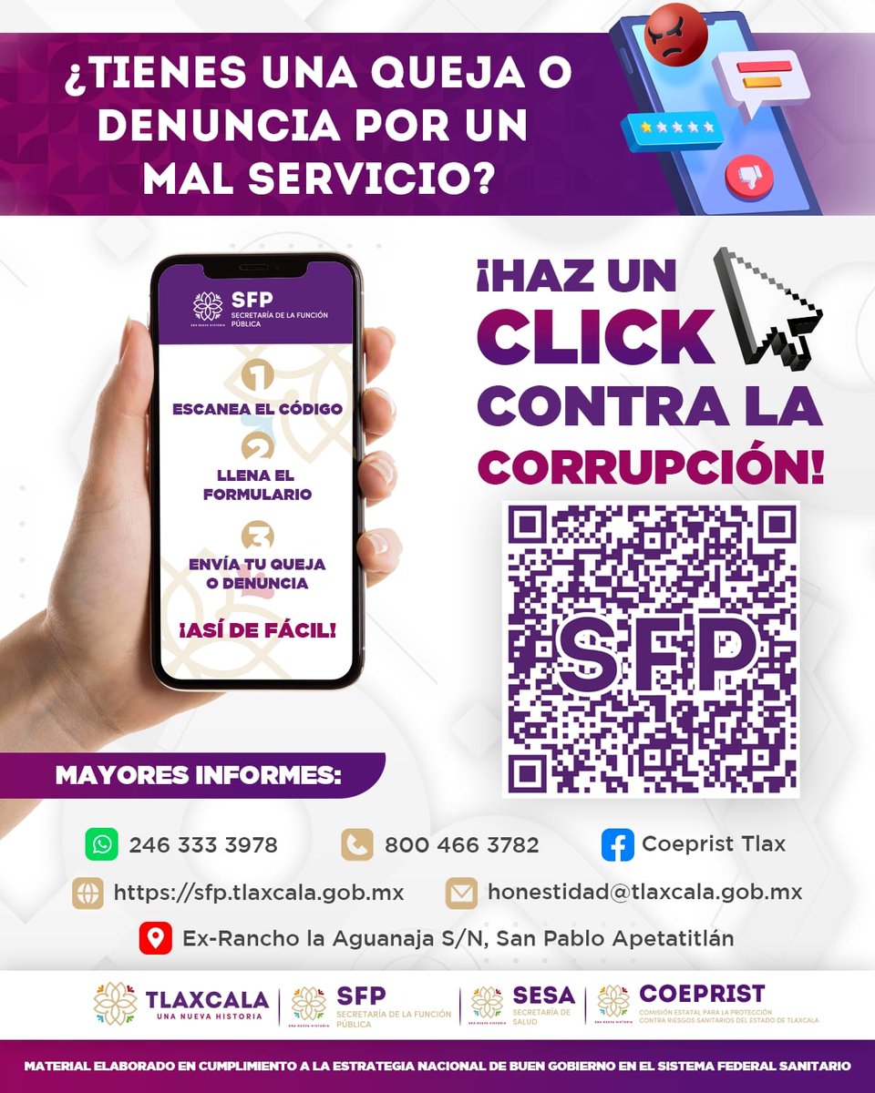 Coeprist's tweet photo. En #Coeprist estamos comprometidos a brindar un mejor servicio, si tienes alguna queja, recomendación o felicitación, puedes hacerlo a través de este medio.
#Tlaxcala #CeroCorrupción https://t.co/DanuYNSvHk