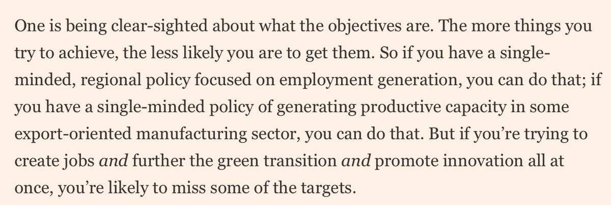 Dani Rodrik warns that industrial policy should be focused on achieving one main policy priority, and that the attempt to push good jobs onto all industrial policies risks them failing ft.com/content/34872d…